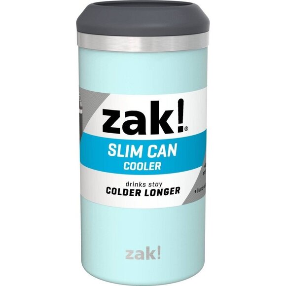 Zak Designs Aqua Blue Slim Can Cooler 12.5oz Double Wall Insulated - Picture 1 of 6